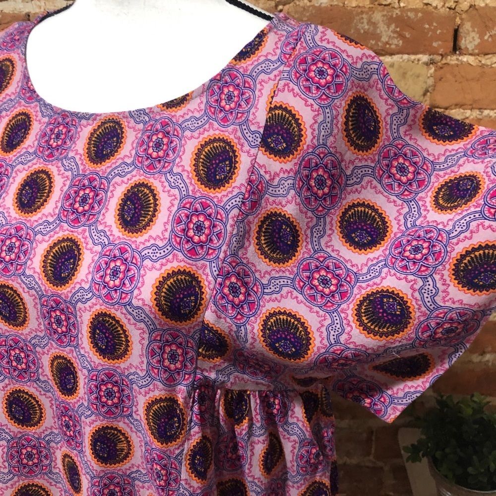 Anthropologie Maeve Milla print top WOMENS XS Pink Medallion - Picture 5 of 10